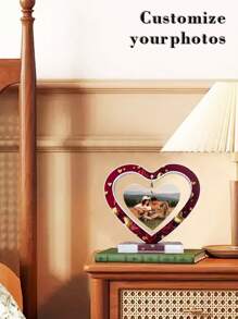 1pc Personalized Photo Decor, Romantic Hollow Heart Acrylic Sign With Your Own Photo, Beautiful Picture, Travel Photos, Customized Desktop Decoration, Gift For Valentine's Day, Mother's Day, Wedding Anniversary, Travel Memory, Parent-Child Memento,Home Refresh,Warm Ambience,Home & Living,Customized Crafts,Christmas Gift Supplies - Multicolor - View 4