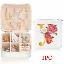 Black 26 Letter Printed White Travel Jewelry Box Jewelry Travel Storage Bag Small Jewelry Box Bridesmaid Gift Box Mini Storage Box