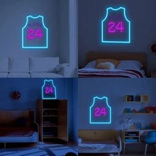 Regalos personalizados de baloncesto para niños, jersey de baloncesto personalizado con letrero de neón de pared, letrero de neón de baloncesto con luz LED de noche para dormitorio, regalo de Navidad, cumpleaños y deporte para niños y niños
