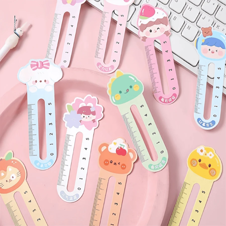 25 Stück/Packung Cartoon-Lineal Lesezeichen, kreative Papier Schreibwaren Geschenke, niedliches Lese-Lesezeichen Karte - Verschiedenfarbig - Übersicht 1