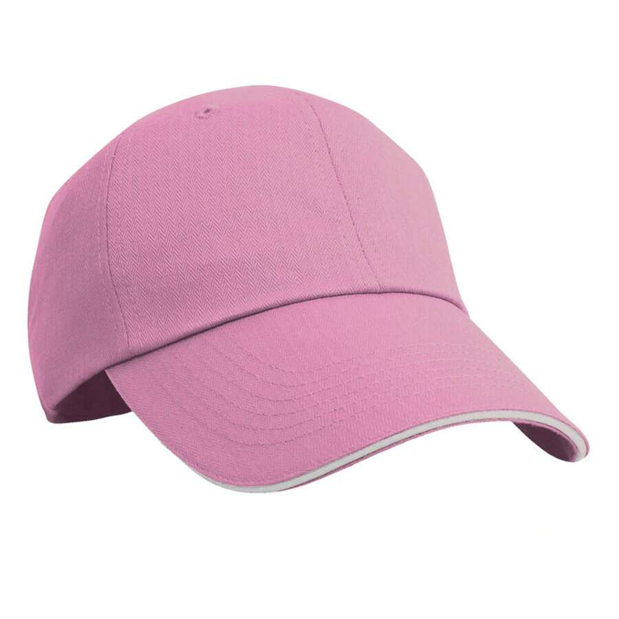 Result Herringbone Baseball Cap (Pink/White) - 220gsm 100% Cotton - 粉色 - 查看 1