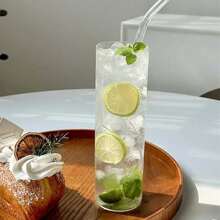 1pc Collins Glass, Japanese-Style Tall & High Juice Fizzy Water Iced Coffee Cup, Suitable For Restaurants And Bars - Transparent - View 9