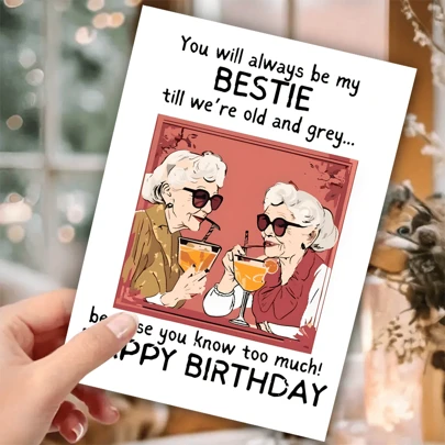 My Bestie Birthday Card - Best Friend Funny Birthday Card - Unique Art Supplies, 1pc