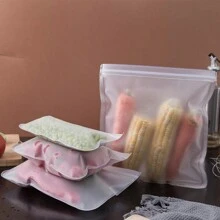 可重复使用的食品储存袋 - 硅胶冷冻袋，食品储存袋防漏冷冻直立可重复使用食品收纳袋，适用于肉类、水果和蔬菜的多重防漏袋