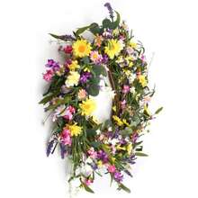 J'FLORU Spring Wreath 24 Inch Summer Wreaths For Front Door Artificial Flower Wreath With Daisy And Lavender For Indoor Outdoor And Easter CelebrationMother's Day Easter