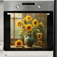 1pc Sunflower & Daisy Floral Vase With Pastoral Landscape Oil Painting Style Decorative Wall Sticker, Self-Adhesive Removable PVC, Suitable For Living Room, Bedroom, Kitchen And Other Walls Gifts Birthday Graduation Room Decor Home Decor Wall Decor Bathroom Decor Bedroom Decor Room Decoration Stuff Living Room Decor House Decor Home Decor Living Room Wall Paper Stickers Personalised Stickers