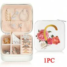 Black 26 Letter Printed White Travel Jewelry Box Jewelry Travel Storage Bag Small Jewelry Box Bridesmaid Gift Box Mini Storage Box