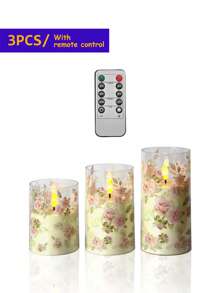 3 nến không ngọn lửa có điều khiển từ xa, nến chạy bằng pin có hẹn giờ, đèn nến LED hình hoa hồng, đèn trang trí không gian lãng mạn, nến LED điện tử không khói, thích hợp cho Giáng sinh, gia đình, đám cưới, sinh nhật, ngày lễ tình nhân, tiệc công ty - trong suốt - Xem 14