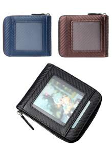 2025 Minimalist Carbon Fiber Men Wallet, Large Capacity Zipper Coin Purse, Card Holder Organizer Wallet, Ideal Gift For Men, New Year & Valentine's Day