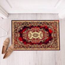 [Crystal Velvet 700g/㎡, Printed Bottom, 5mm Thick] A High-End, Elegant Deep Red Floral Pattern Carpet In European Style. Anti-Slip, Absorbent, Soft And Easy To Clean Carpet, Suitable For Indoor, Entrance, Living Room, Bedroom, Sofa, Kitchen. Applicable For Daily Use, Holidays, And Parties. Home Bathroom Decor Bath Rug Outdoor Rug Door Mat Fall Decor Bathroom Accessories Back To School