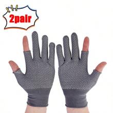 2 pares de guantes finos de primavera para ciclismo al aire libre, protección solar para hombres y mujeres, anti-ultravioleta, conducción, pantalla táctil, media-dedo, para pesca y trabajo