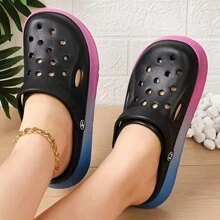Women's Summer Perforated Shoes, Gradient Style, Anti-Slip, Wear-Resistant And Breathable, Fashionable