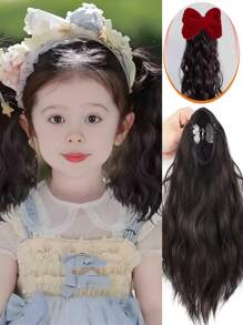 Extensión de cola de caballo con lazo, clip para el cabello, extensiones de cabello sintéticas para niños, peinado de moda fácil para bebés, niñas pequeñas y niños, regalo - Multicolor - Ver 1