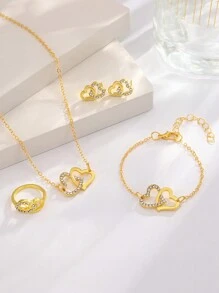 5件套水晶心形首饰套装 - 愛心套裝 - 查看 7