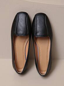 Damskie mokasyny casualowe, wsuwane, modne, wygodne, płaskie buty z kwadratowym noskiem na wiosnę i jesień