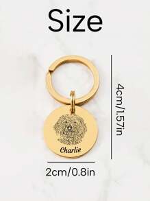 LICVIC 1pc Custom Engraving 1-3 Photos Names Keychain, Customized Engraved Round Keychains, Personalized Small Keychain, Round Size:4x2cm, 3 Styles. - Multicolor - View 3