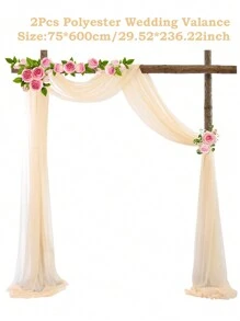 1/2 piezas Cortina de gasa champagne de 75*300/600/800 cm, tela de fondo para decoración de boda, fiesta de cumpleaños, baby shower, ceremonia nupcial, recepción, arco de boda, escaleras, respaldo de silla, regalo del día de San Valentín