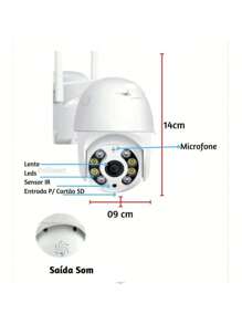 Câmera de Segurança Wi-Fi Externa à Prova D'Água Full HD 360° Speed Dome – Monitoramento Completo, Resistente e Inteligente para Ambientes Externos - 1 unidade - Visão 6