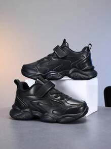 儿童运动鞋，网眼透气四季黑色跑鞋，幼儿/小孩/大孩子小号黑色运动鞋，春季/秋季 - 黑色 - 查看 6