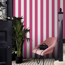1 rouleau de papier peint amovible adhésif noir et blanc/rose et blanc rayé, en vinyle - résistant à l'eau, anti-moisissure, style moderne convenant pour la chambre, le salon, la salle à manger, le bureau à domicile, le renouvellement de meubles