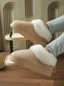 Nowe, jednokolorowe, ocieplane kapcie ze sztucznego futra, damskie i męskie, grube podeszwy, ciepłe buty śnieżne na zimę, puszyste kapcie