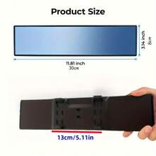 11.81 Inch Panoramic Convex Rearview Mirror - For Car, SUV And Truck Use, Clip On Wide-Angle, Reducing Blind Spots