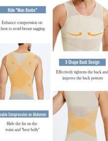 Nebility Men's Compression Shirt For Body Shaper Slimming Vest Tight Tummy Underwear Tank Top