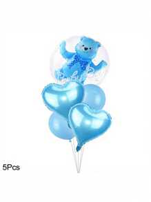New 24 Inch Transparent Teddy Bear Ball With Aluminum Film Balloon, BABY Teddy Bear Set, Birthday Party Decoration