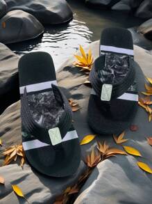 Men's Flip Flops, Fashionable Color Blocked Slippers, Summer Thick Sole Non-Slip Soft Bottom Personalized Men's Sandals, Casual Shoes For Men, Men's Flip-Flops For Outdoor, Fashion, Beach Wear