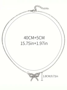 1 pièce Collier pendentif nœud élégant, accessoires de mode simples et brillants pour femmes, accessoires pour un port quotidien