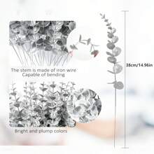 10入組人工尤加利葉，適用於家居/花藝裝飾/婚禮/新娘手捧花，DIY材料，適用於花圈/門花環/戶外花園，新年/情人節裝飾/配件 - 銀色 - 查看 2