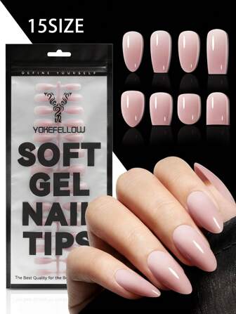 YOKEFELLOW YOKEFELLOW Uñas postizas de gel suave de tono natural, puntas de uñas precoloreadas y suaves, set de 5 colores, 140/150 piezas, cubren todo el dedo en forma almendra, cuadrada, oval y de ataúd, para extensiones de uñas, arte de uñas DIY y regalos para chicas en el Día de San Valentín