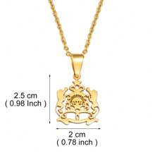 1 pieza Collar con colgante con mapa y nombre de ciudades de Marruecos en color dorado, joyería para mujeres y hombres