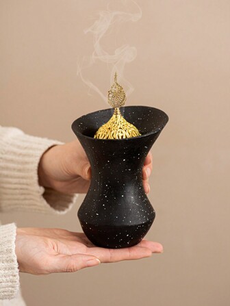 1 件细腰形金属树脂组合手持香炉，黑色/白色/红色，奢华风格阿拉伯香座，适用于节日、家庭、办公室、酒店、派对装饰