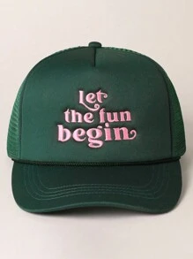 1 Stück Baseballkappe mit Bestickung "Let The Fun Begin", Truckerkappe, leichte atmungsaktive Outdoor Sonnenschutzkappe mit Verstellbarkeit, geeignet für Frühling, Herbst, Reisen, Wandern, Radfahren - Baseball-Netzkappe - Übersicht 11