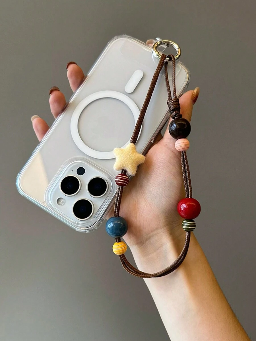 1 件复古星形图案防丢失防盗颈带挂绳，免提电话