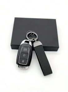 Fashionable Black Faux Leather Unisex Key Chain
