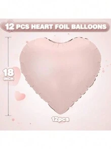 12 baloane roz alb cu inimă, baloane din folie în formă de inimă alb crem, roz deschis, 18 inch, balon din mylar cu heliu alb, roz deschis, nisip, pentru baby shower, aniversare, decorațiuni pentru petrecerea de nuntă, ziua mamei - Multicolor - Vizualizare 11