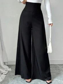 Women's Solid Color High Waist Loose Casual Long Pants