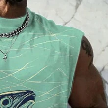 夏季新款男士 3D 数码鱼群印花舒适休闲短裤 - 彩色 - 查看 5