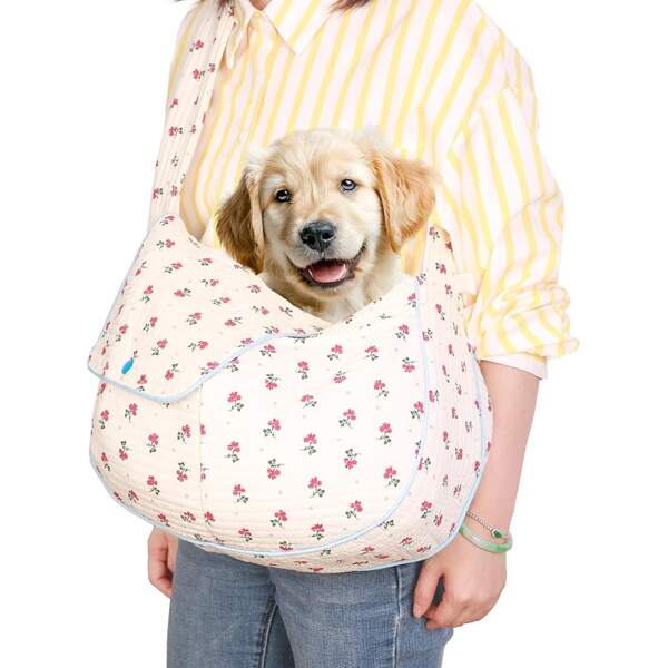 1 Stück Haustier Katze Hund Blumen Design Schulter Umhängetasche Rucksack Transportbox, Hund Ausflug Hund Zubehör, Welpen Transporter, Katzen Transporter, Hunde Tasche