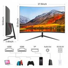 GAWFOLK Gawfolk Monitor 32 Inch Computer Monitor QHD (2560 X 1440) 2K 1500R Curved Computer Monitors 75HZ PC Monitors VA Screen For Home, Office And Dormitory,Support Wall Mount- Black