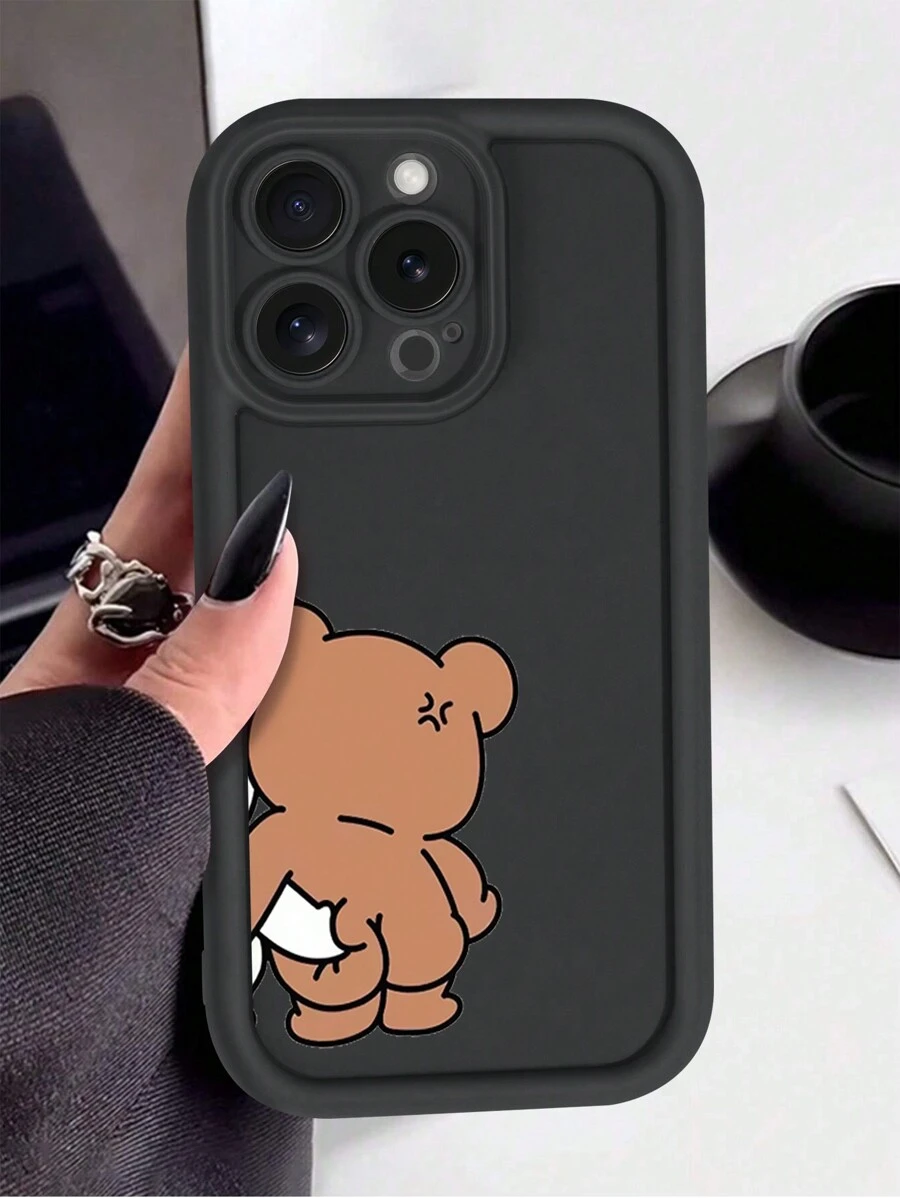 1 件淘气熊黑色喷砂全覆盖手机壳，兼容 16、13、15、15 Pro、14 Pro、14 Plus、7/8 Plus、11、12 Pro Max、13、14 Pro Max，是送给朋友和家人的绝佳礼物，17 Pro Max/17 Pro/17 Air/17 - 黑色 - 查看 1