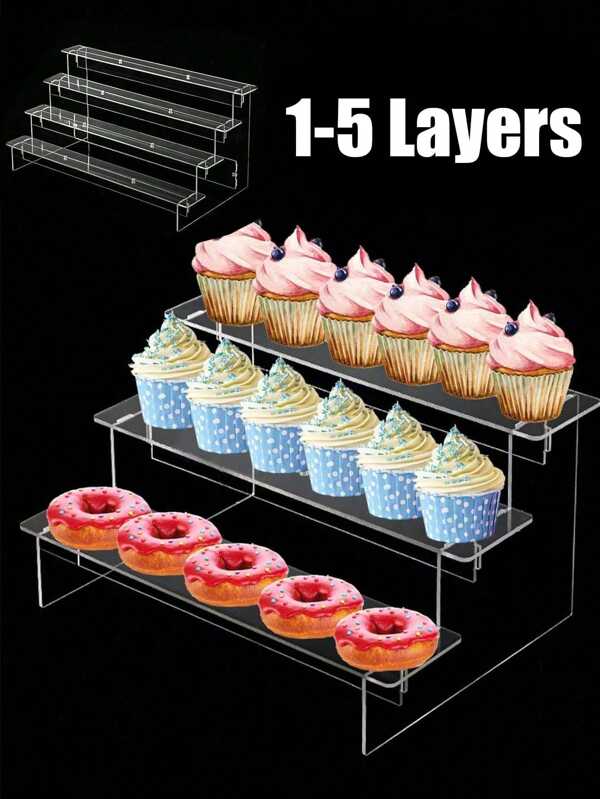 1pc 1-5 Layers Transparent Staircase Display Stand, Assembled Staircase Dessert Cupcake Desktop Display Stand,Standing Toy Storage Rack,Sushi Platter, Banquet Cold Dish Tiered Stand And Dessert Rack,Blind Box Display Rack Hand Display Acrylic Ladder Storage Rack
