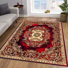 [Crystal Velvet 700g/㎡, Printed Bottom, 5mm Thick] A High-End, Elegant Deep Red Floral Pattern Carpet In European Style. Anti-Slip, Absorbent, Soft And Easy To Clean Carpet, Suitable For Indoor, Entrance, Living Room, Bedroom, Sofa, Kitchen. Applicable For Daily Use, Holidays, And Parties. Home Bathroom Decor Bath Rug Outdoor Rug Door Mat Fall Decor Bathroom Accessories Back To School