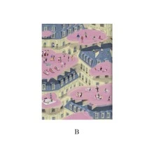 3件装旅行紫色海报伞人雨伞人夏威夷海边公路日光浴人墙艺客厅卧室沙发儿童房装饰画创意抽象疗愈城市风景油画无框 - 多色 - 查看 17