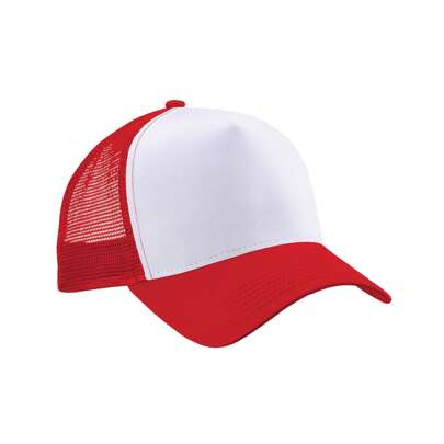Beechfield Unisex Erwachsene Snapback Trucker Kappe (Klassisch Rot/Weiß)