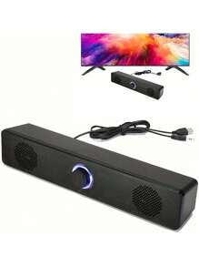 1个USB供电有线立体声桌面音箱，适用于电脑、台式机、笔记本电脑、PC、平板电脑、手机、CD播放器、无线音箱，3.5mm接口，电视屏幕