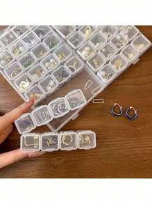 Organizador de joyas con 56/28/4/1-compartimentos con tapa transparente, caja de almacenamiento de joyas desmontable y multifuncional para anillos, aretes, arte de uñas, anti-oxidación, gran capacidad, adecuada para organizadores de joyas, expositores de joyas, coleccionistas de joyas, regalos navideños, artículos esenciales de viaje y artículos esenciales navideños