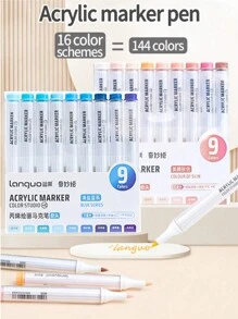 9/144pcs Morandi Acrylic Paint Pens Soft Brush Tip, Calligraphy Markers For Lettering, Card Making, Rocks Painting, Wood, Fabric, Canvas, Ceramic, Glass, DIY Art Crafting, School Supplies
